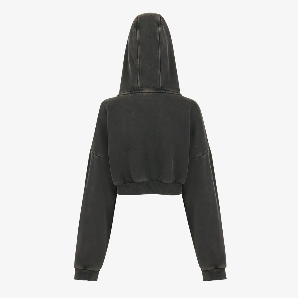 Cropped Full-Zip Hoodie 'Washed Black'