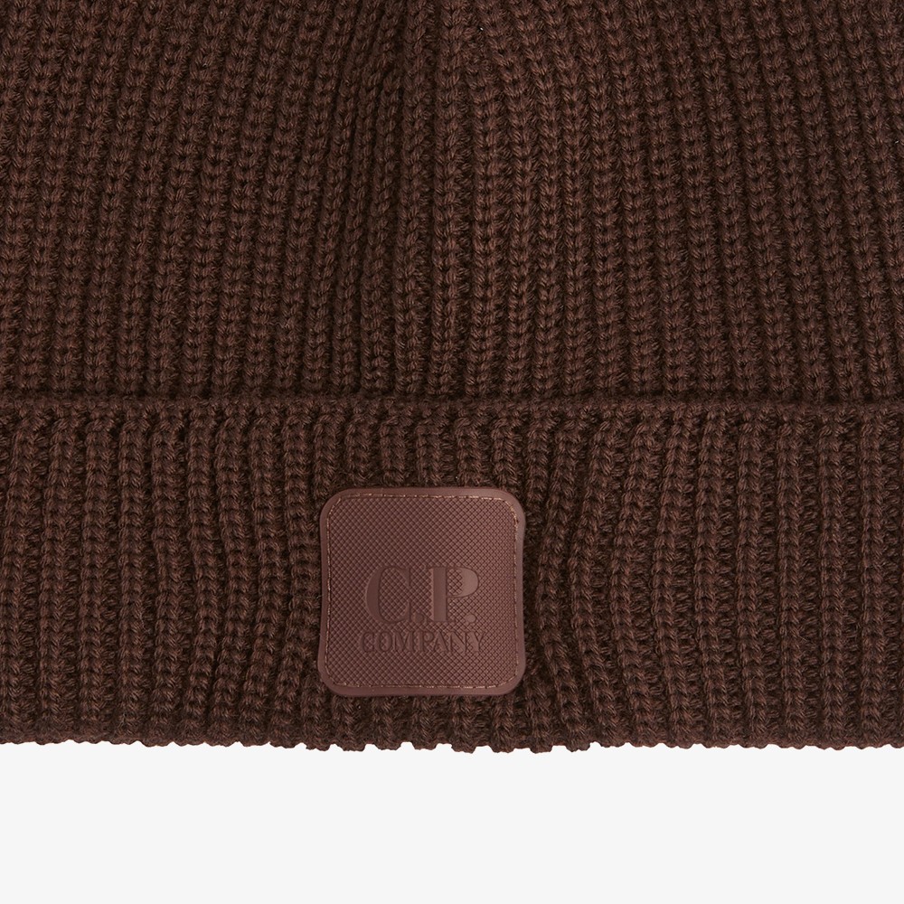 Cotton Logo Beanie 'Dark Brown'