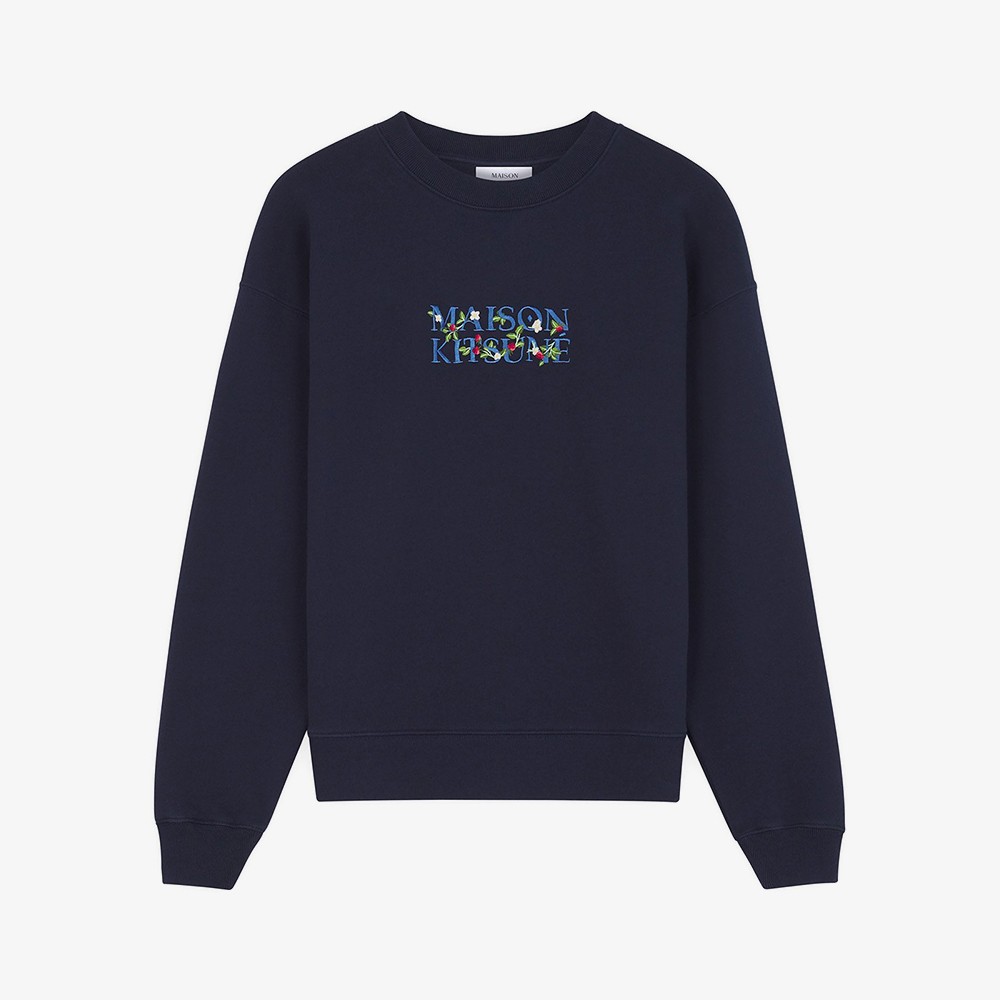 Strawberry Leaf Comfort Sweatshirt 'Navy Blue'