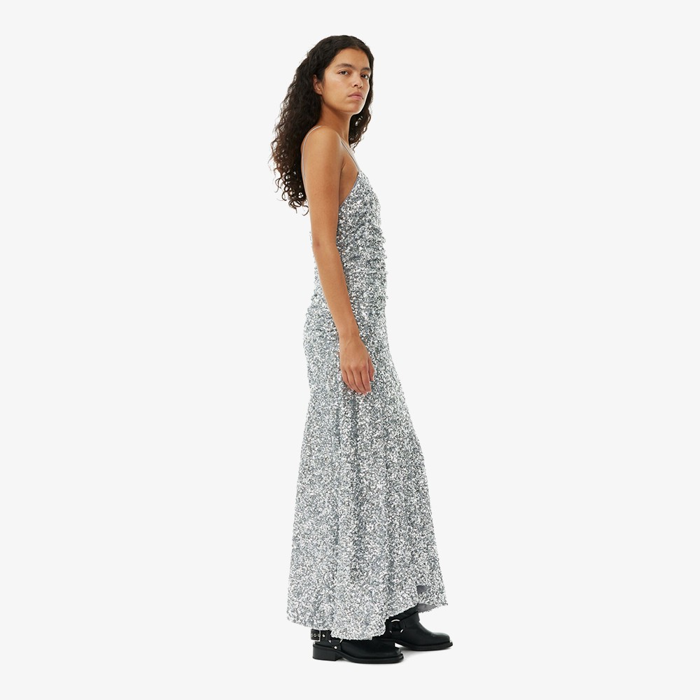 3D Sequins Long Slip Dress