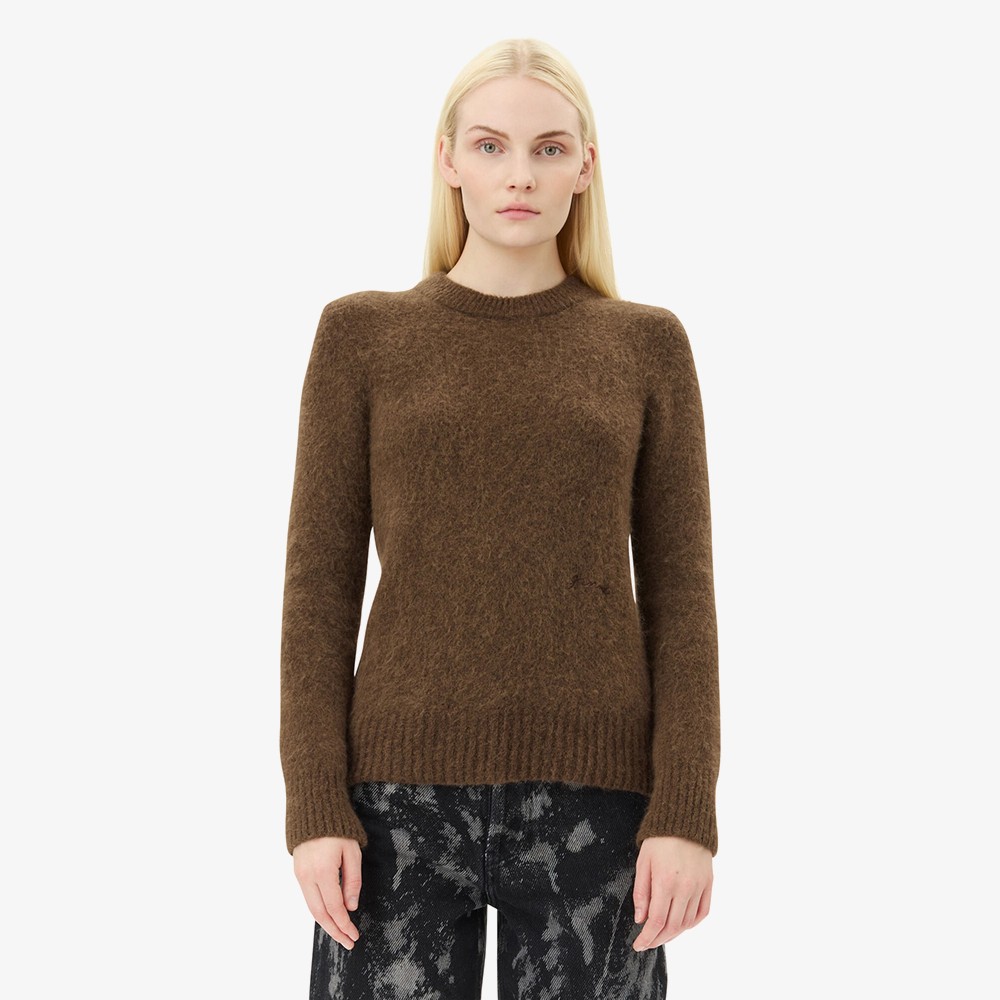 Brushed Alpaca O-neck Jumper 'Brown'