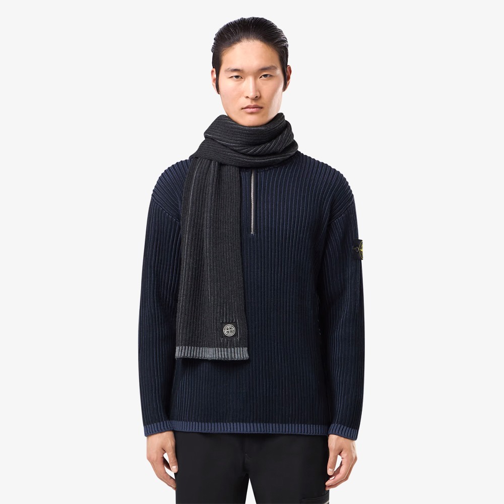 Vanisé Full Rib Rws Wool Scarf 'Charcoal Grey Melange'