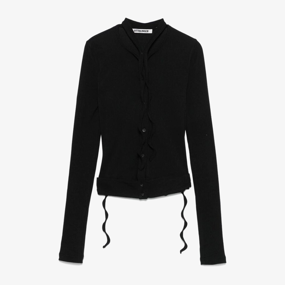 Double Closure Rib Cardigan 'Black'