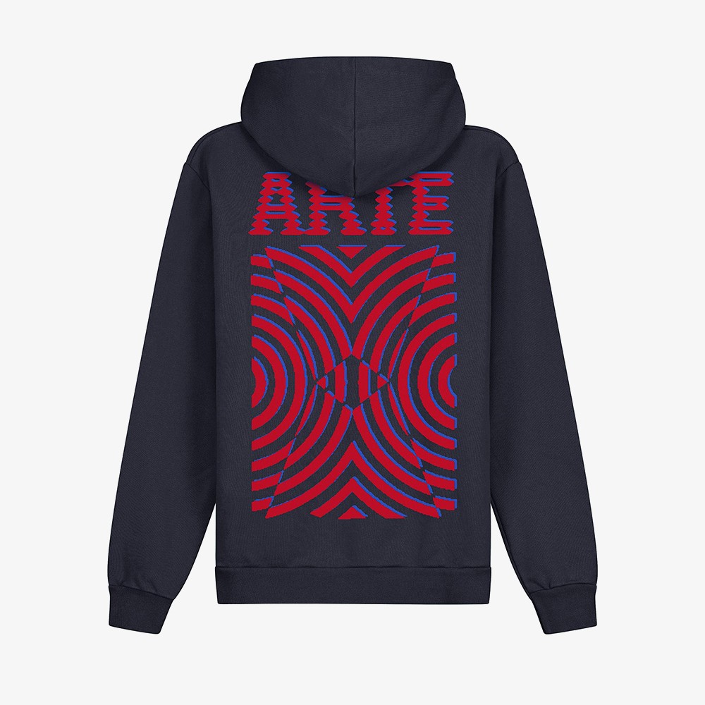 Mural Back Print Hoodie 'Navy'