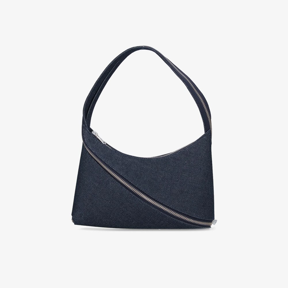 Denim Zip Baguette Bag