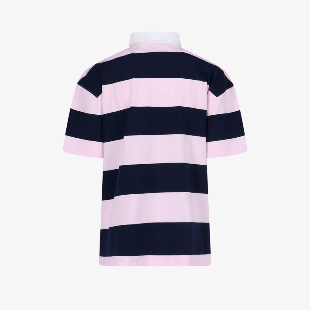 Striped Polo Top 'Pink'