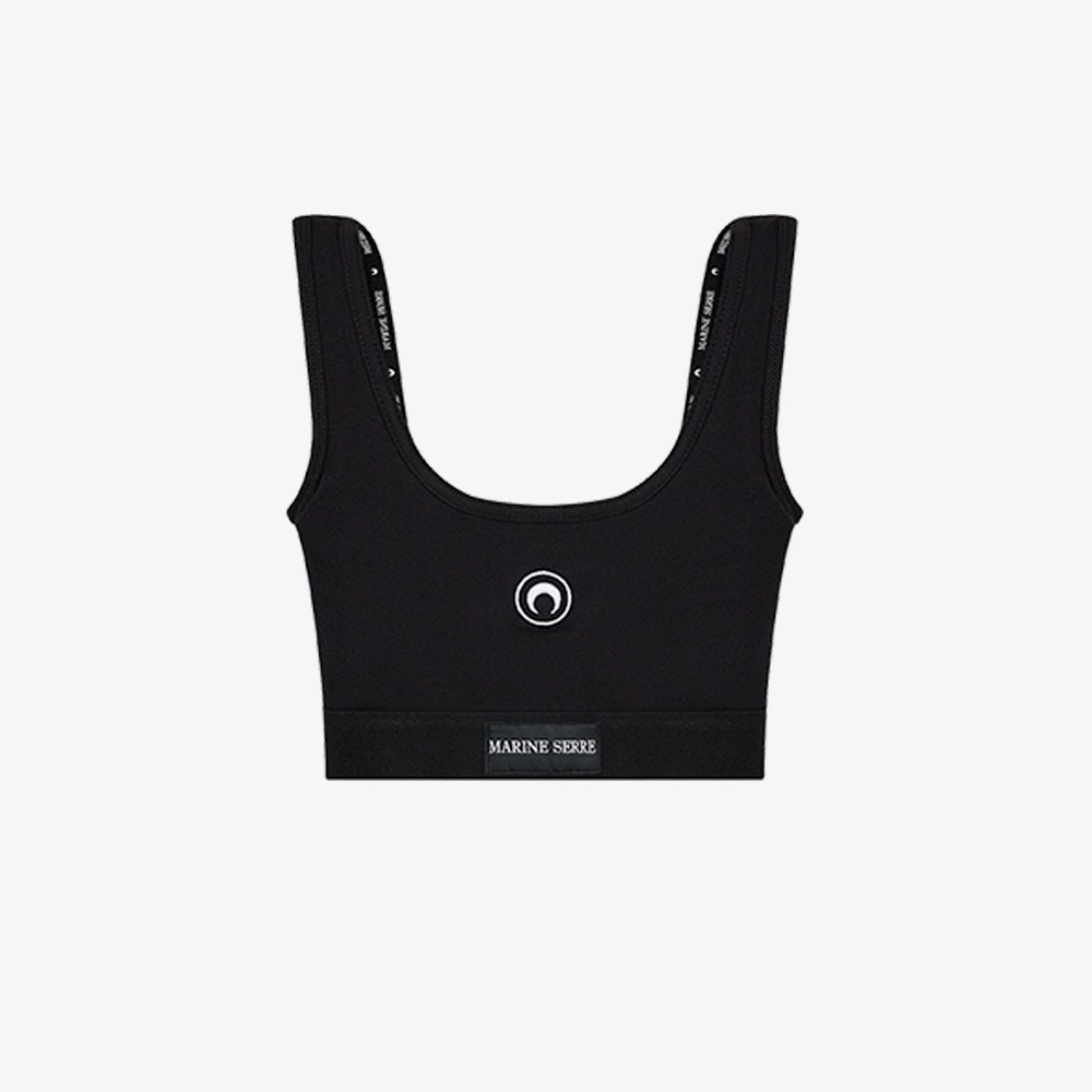 Moon Logo Stretched Jersey Spor Bra 'Black'