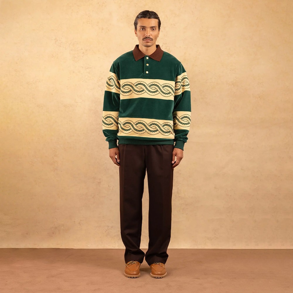 Le Polo Sweat Tressé 'Dark Green'