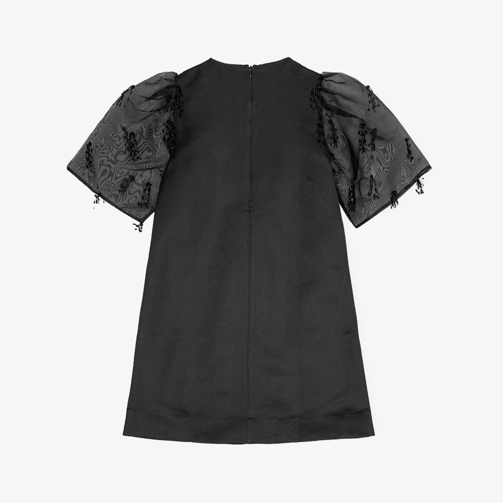 Fringed Organza Mini Dress 'Black'