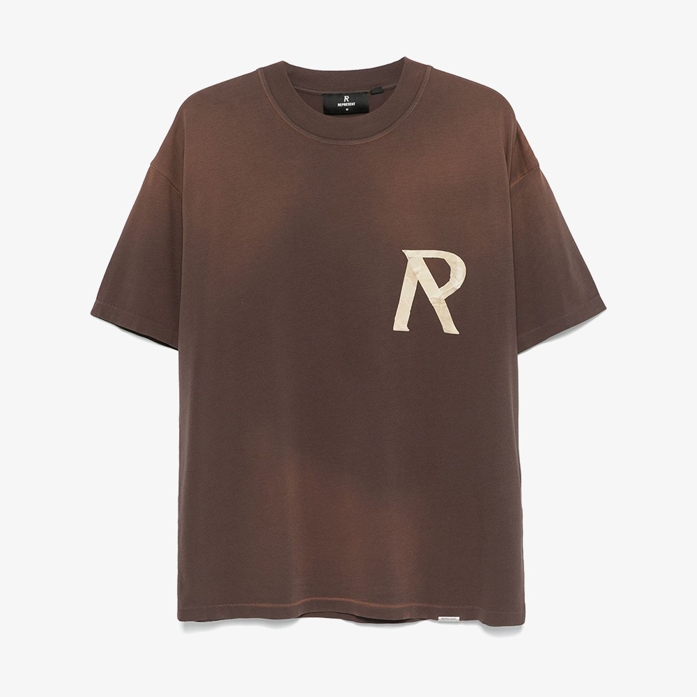 Masking Tape Initial T-Shirt 'Brown'