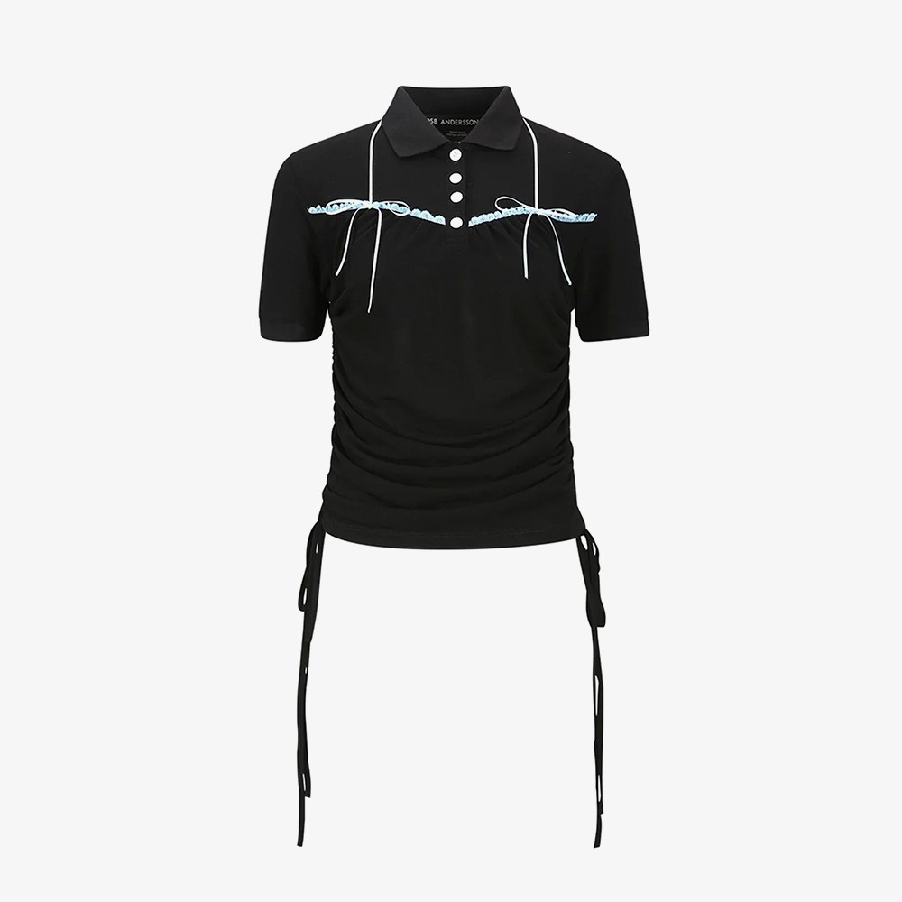 Halter String Polo Shirt 'Black'