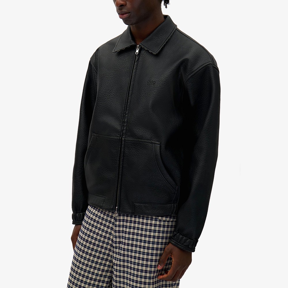 Reversible Plaid Leather Jacket 'Black'