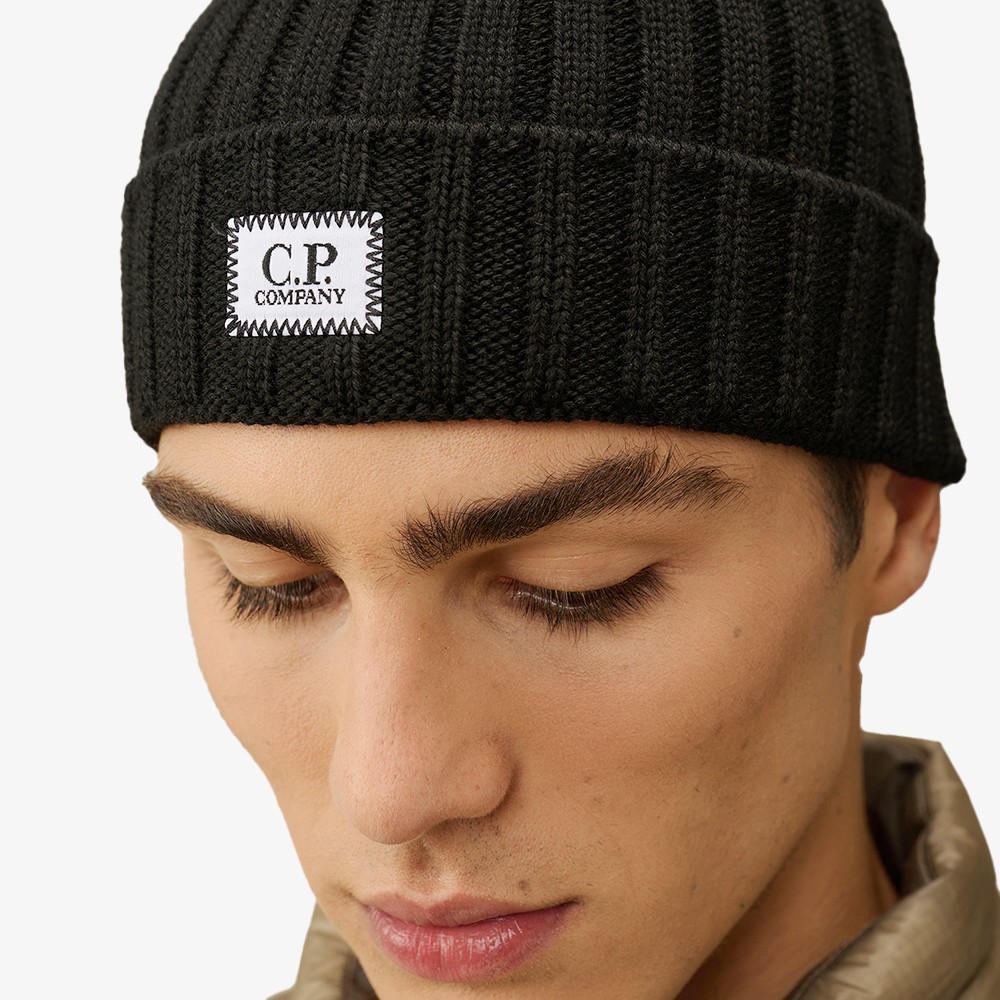 Extra Fine Merino Wool Logo Beanie 'Black'