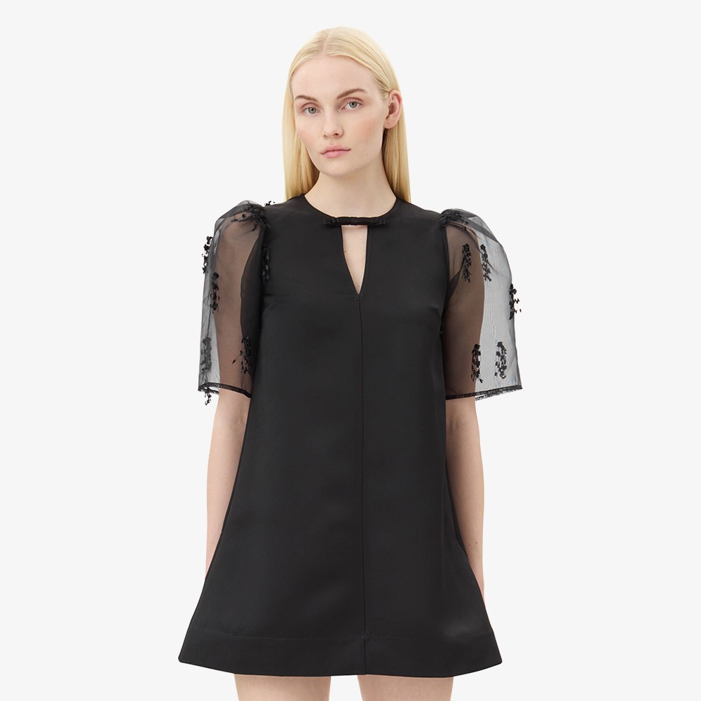 Fringed Organza Mini Dress 'Black'