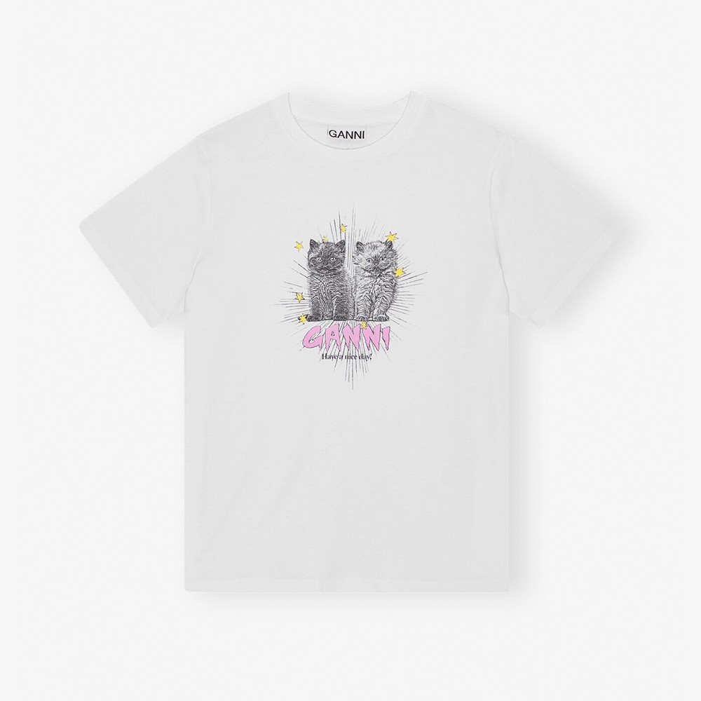 Basic Jersey Kittens Relaxed T-shirt 'White'