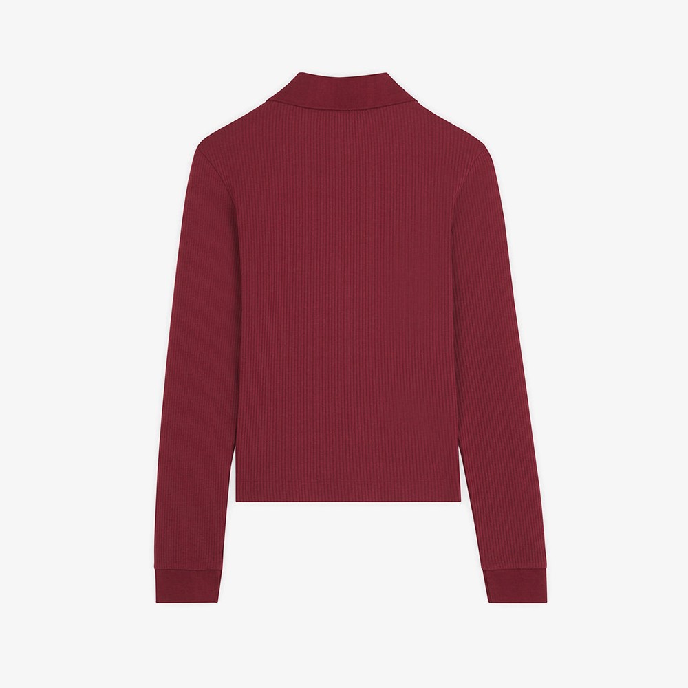 Fine Ribbed Long Sleeves Polo 'Autumn Red'