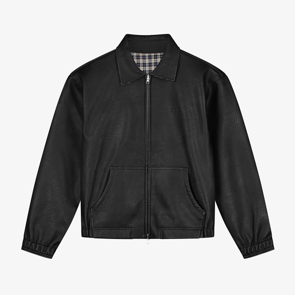 Reversible Plaid Leather Jacket 'Black'