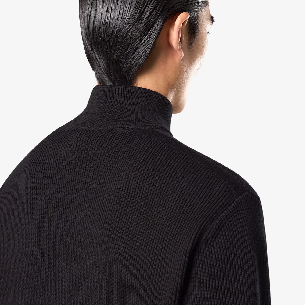 Ribbed Soft Organic Cotton Zip Cardigan 'Black'