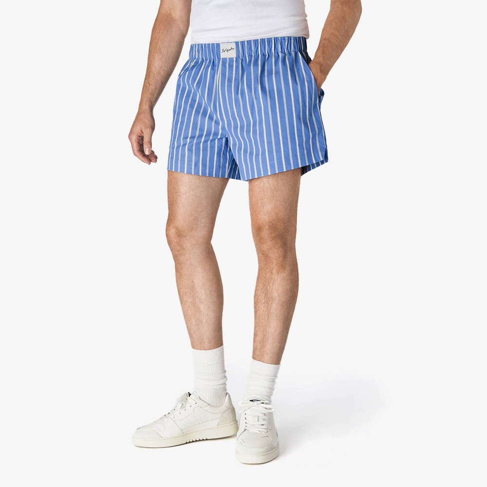 Striped Cotton Shorts 'Blue and White'