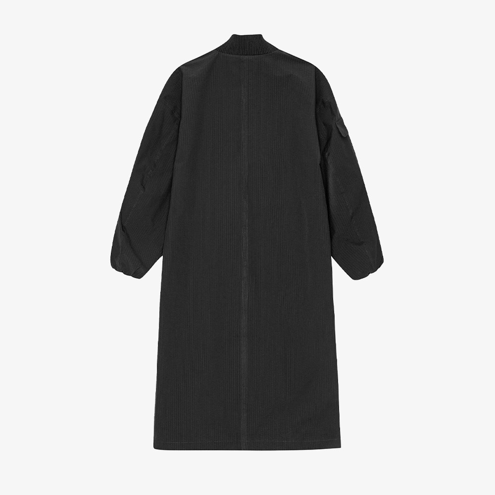 Tech Seersucker Oversized Shell Coat 'Black'