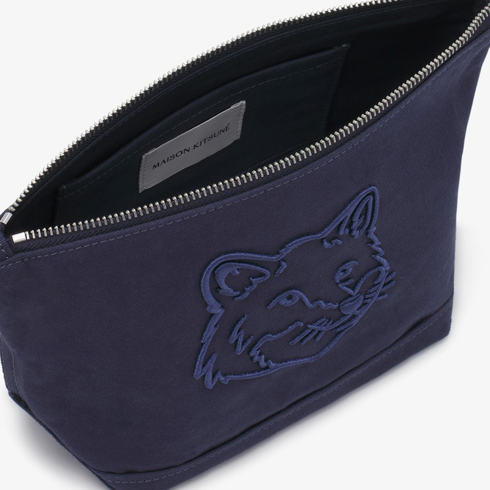 Fox Head Zipped Pouch 'Ink Blue'