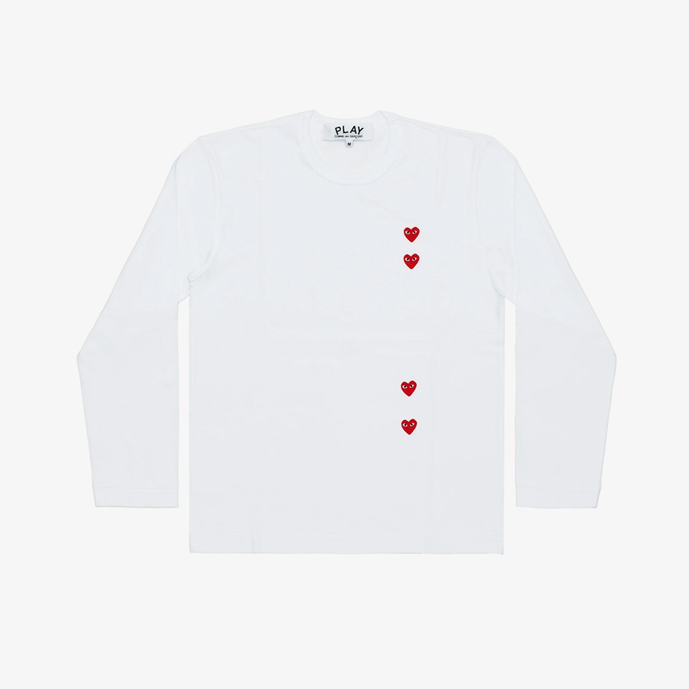 Vertical 4 Heart Long Sleeve T-Shirt 'White'