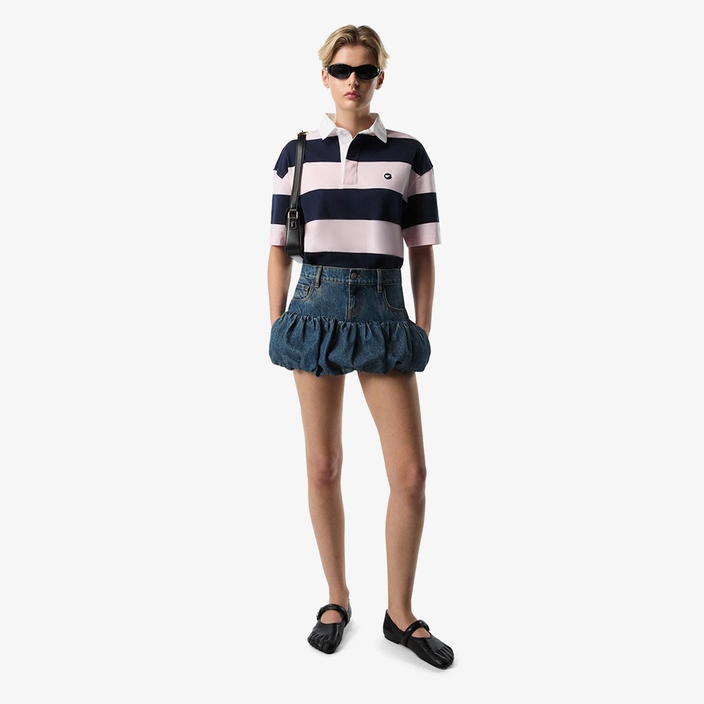 Striped Polo Top 'Pink'