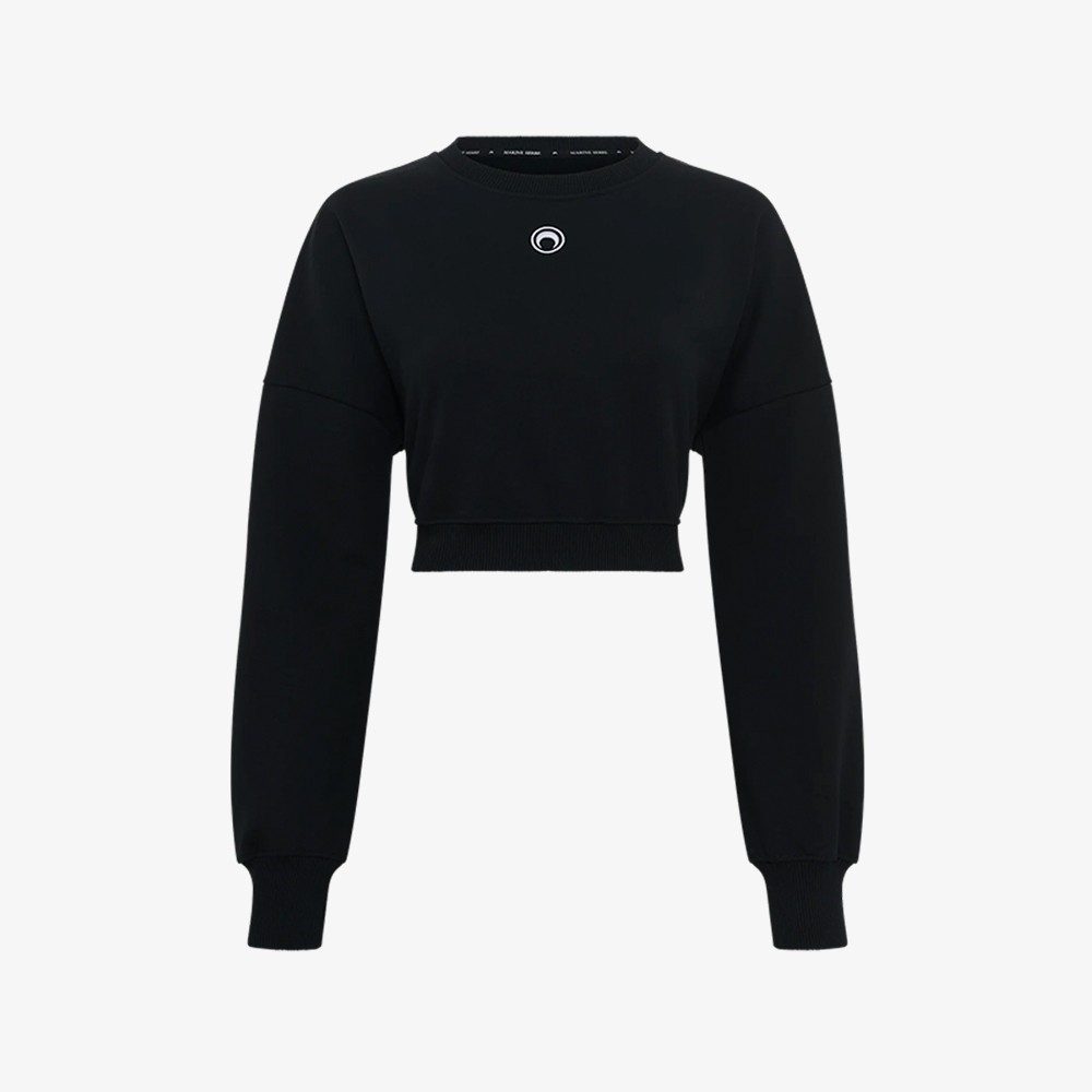 Moon Logo Fleece Cropped Sweatshirt 'Black'