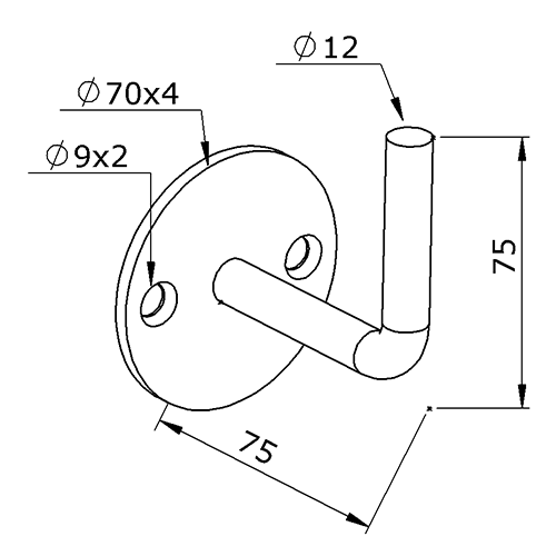 Handlaufträger in V2A