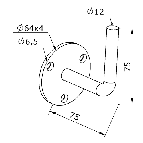 Handlaufträger in V2A