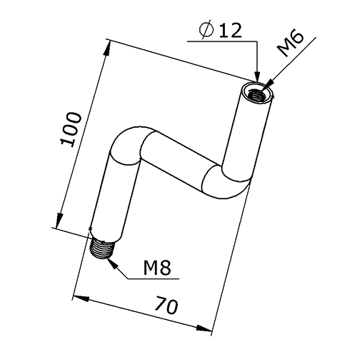 Trägerschenkel - gekröpft, mit Innengewinde M6 in V2A