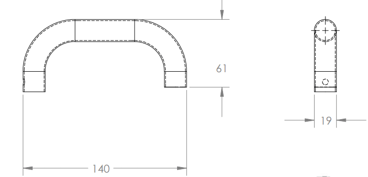 Edelstahl-Beschlag 155x32 mm, mit Kurzschild