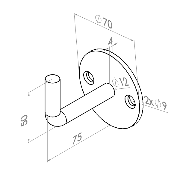 Handlaufträger mit 50mm Schenkel in V2A