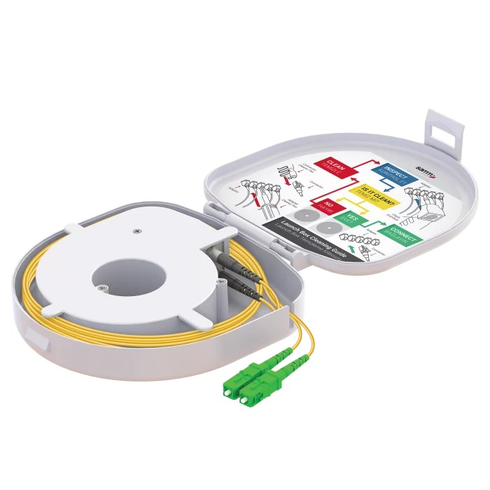 Through Type Fiber Optic OTDR Launch Box | Single Mode G652.D | SC APC/SC APC | 1000 meters