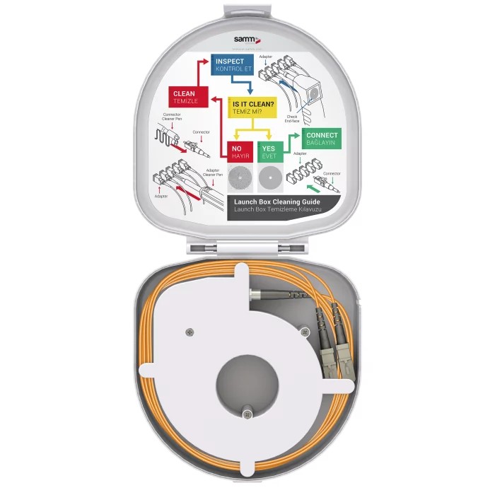 Through Type Fiber Optic OTDR Launch Box | Multi Mode G651.OM2 | SC UPC/SC UPC | 150 meters