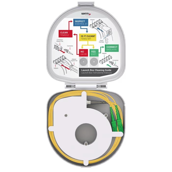 Through Type Fiber Optic OTDR Launch Box | Single Mode G657.A2 | SC APC/SC APC | 1000 meters