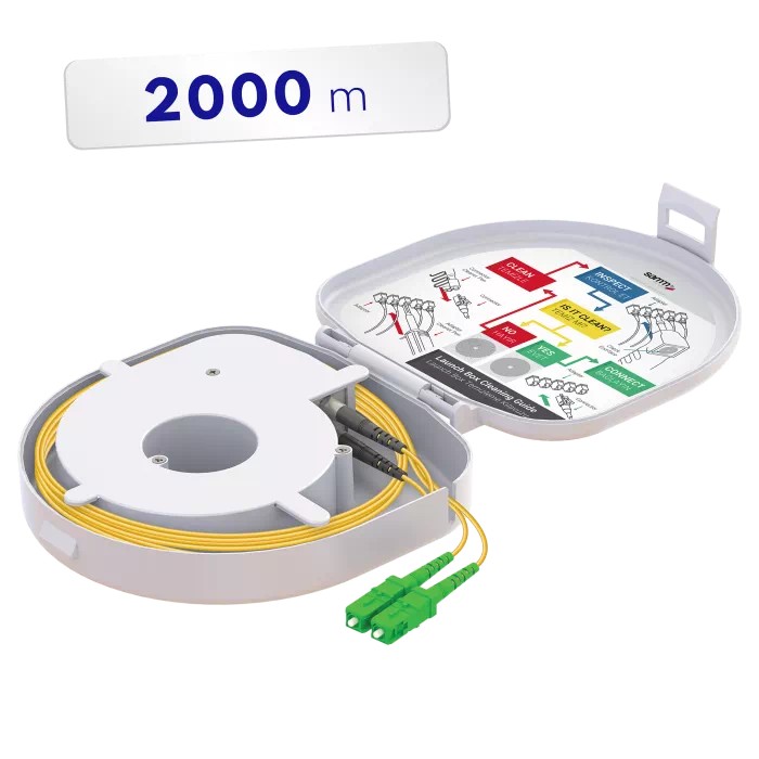 Through Type Fiber Optic OTDR Launch Box | Single Mode G657.A2 | SC APC/SC APC | 2000 meters