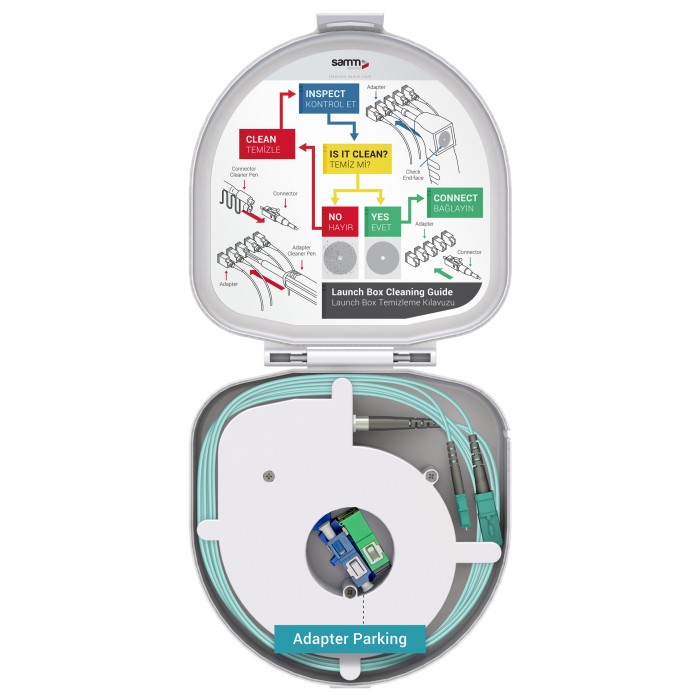 Through Type Fiber Optic OTDR Launch Box | Multi-Mode G651.OM3 | SC UPC/LC UPC | 150 meters