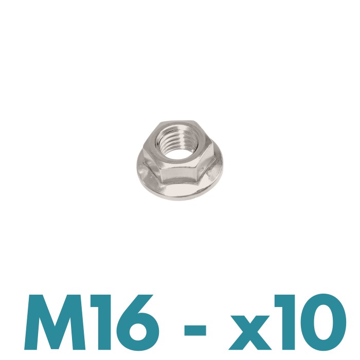 FDS_DIN 6923 Galvanized Steel M16 Flanged Nut Kit of 10
