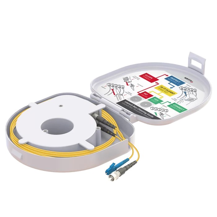 Through Type Fiber Optic OTDR Launch Box | Single Mode G657.A2 | LC UPC/FC UPC | 1000 meters