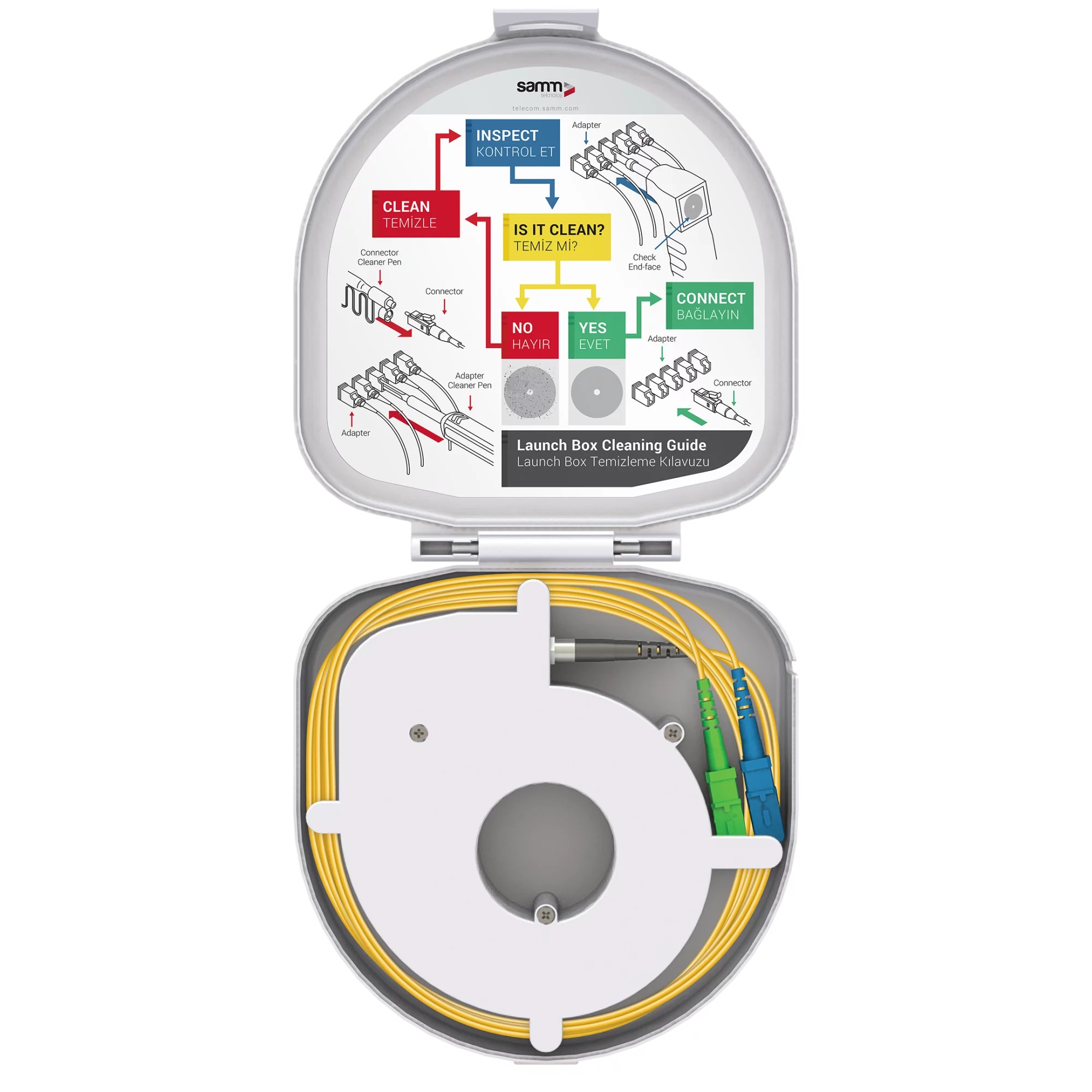 Through Type Fiber Optic OTDR Launch Box | Single Mode G657.A2 | SC UPC/SC APC | 500 meters