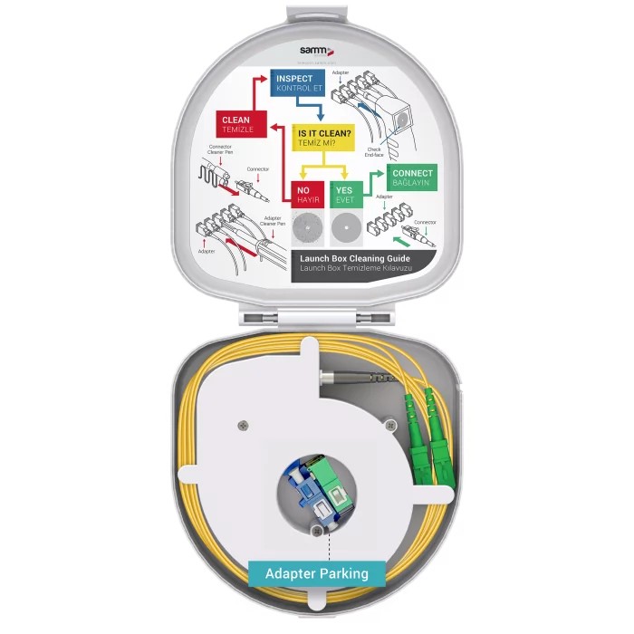 Through Type Fiber Optic OTDR Launch Box | Single Mode G657.A2 | SC APC/SC APC | 1000 meters