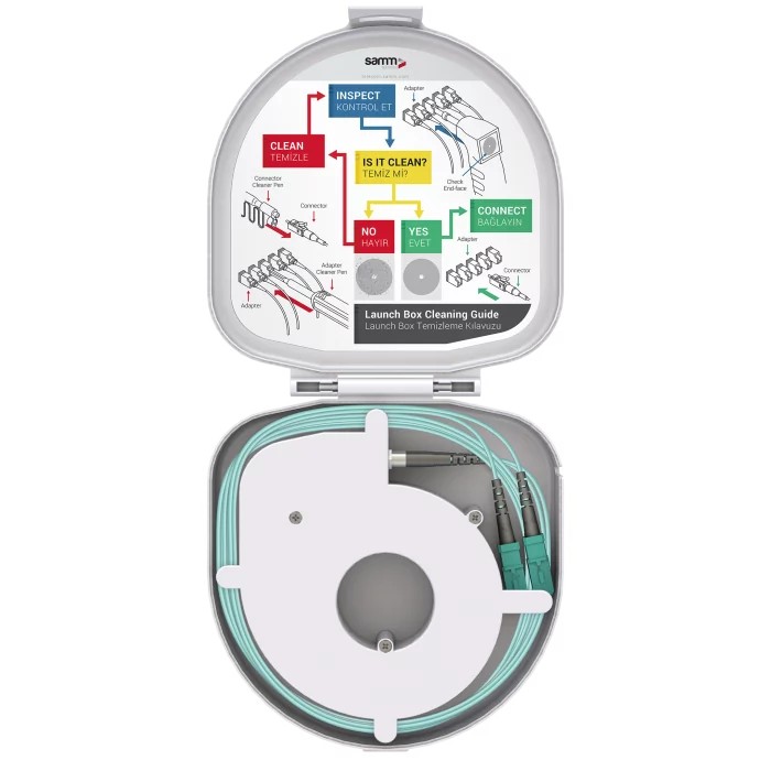 Through Type Fiber Optic OTDR Launch Box | Multi-Mode G651.OM3 | SC UPC/SC UPC | 150 meters