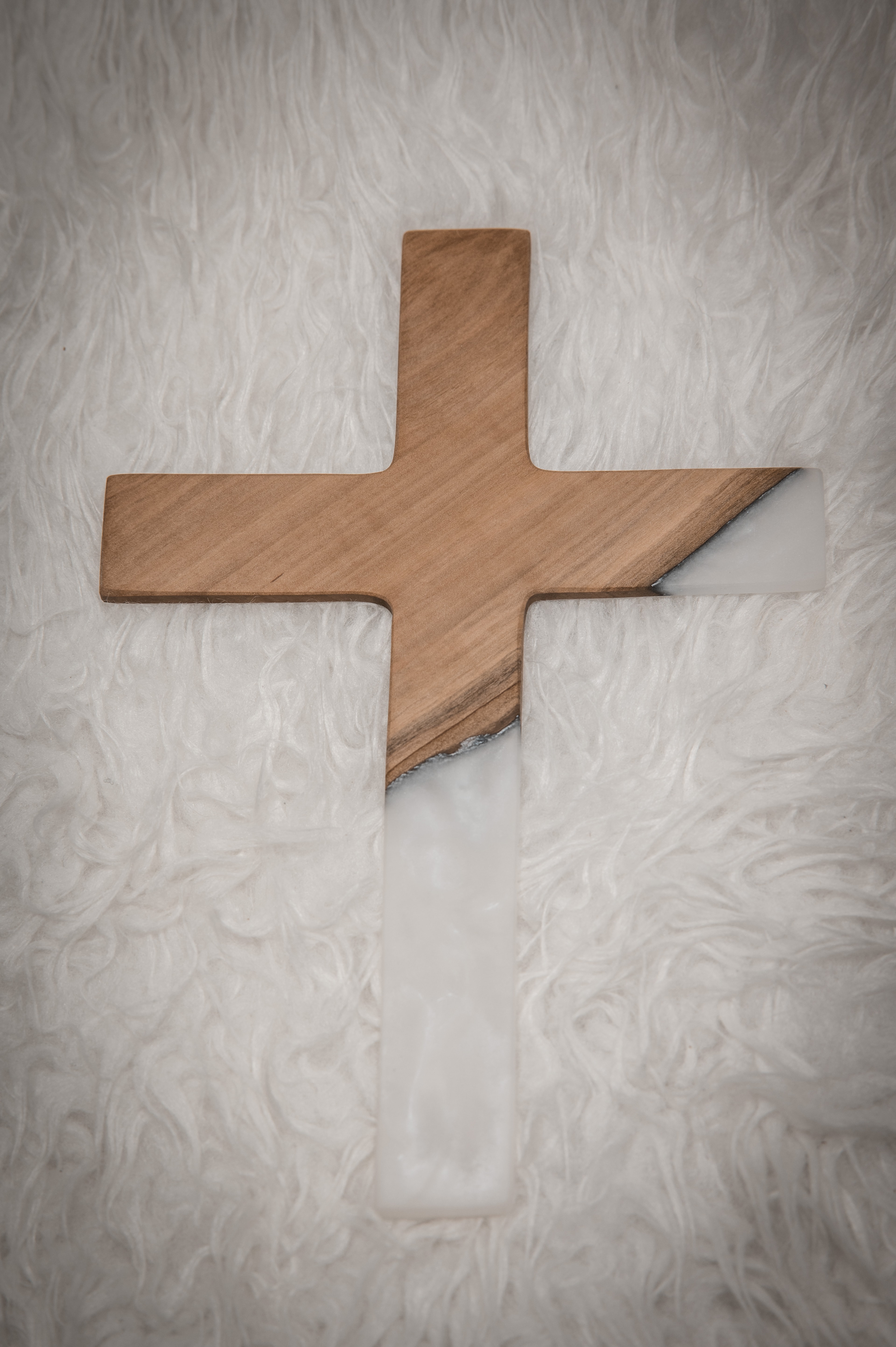 Wandkreuz Birne weiß/silber