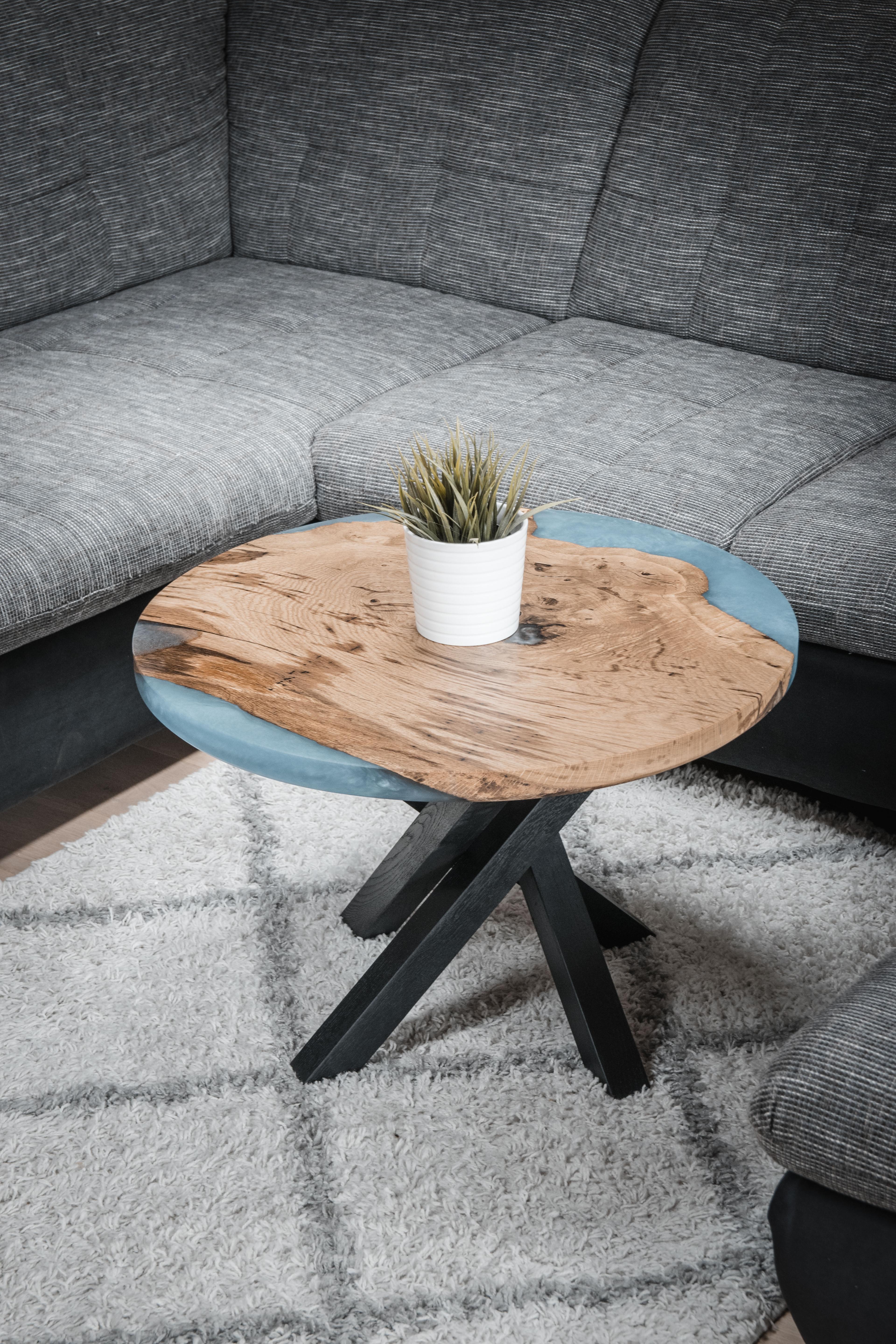 Couchtisch Ø70cm Eiche blau (Tischplatte)