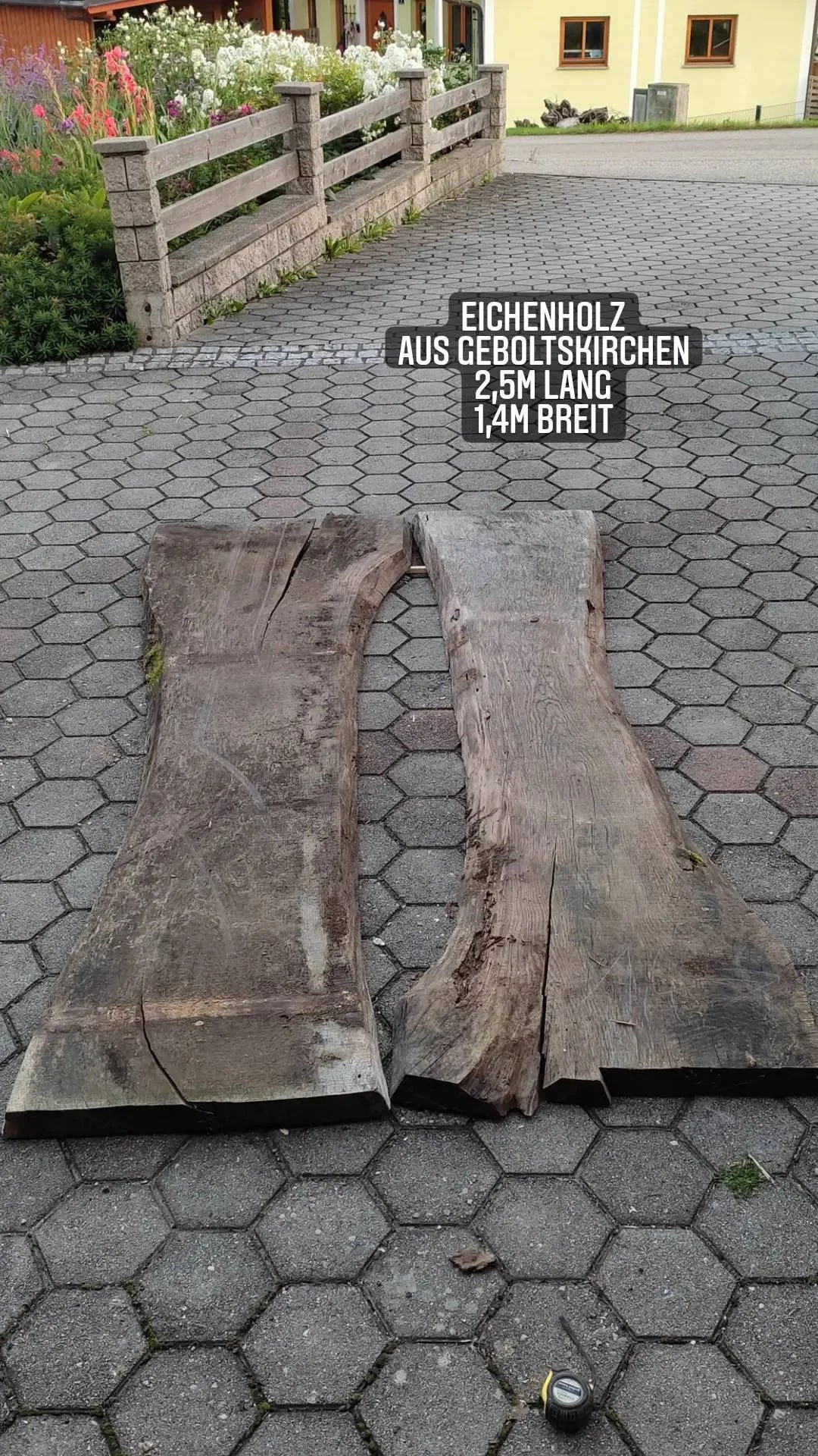Tischplattenrohling Esstisch 0,93-1,4m L=2,55m Eichenholz aus Geboltskirchen
