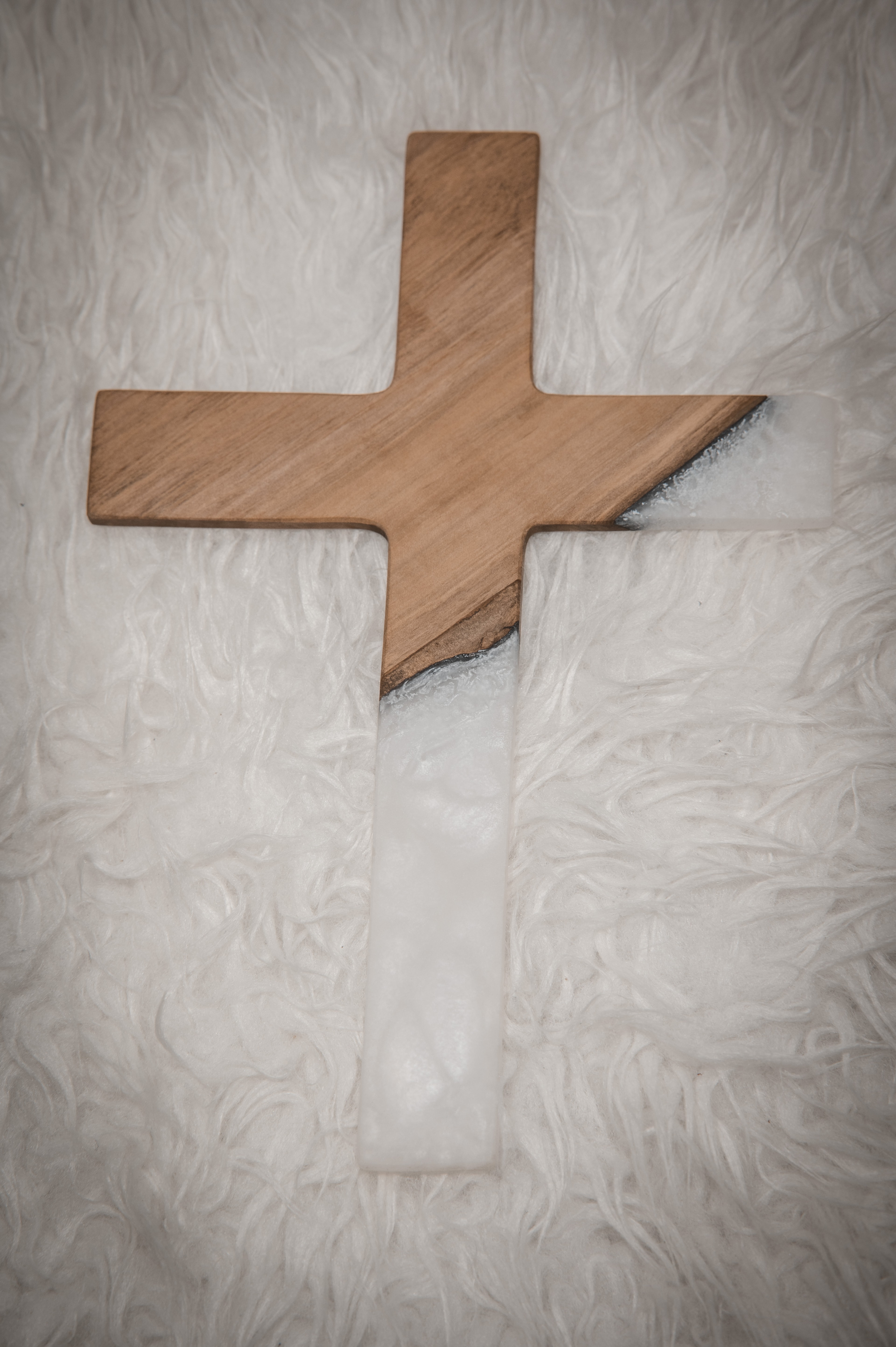 Wandkreuz Birne weiß/silber