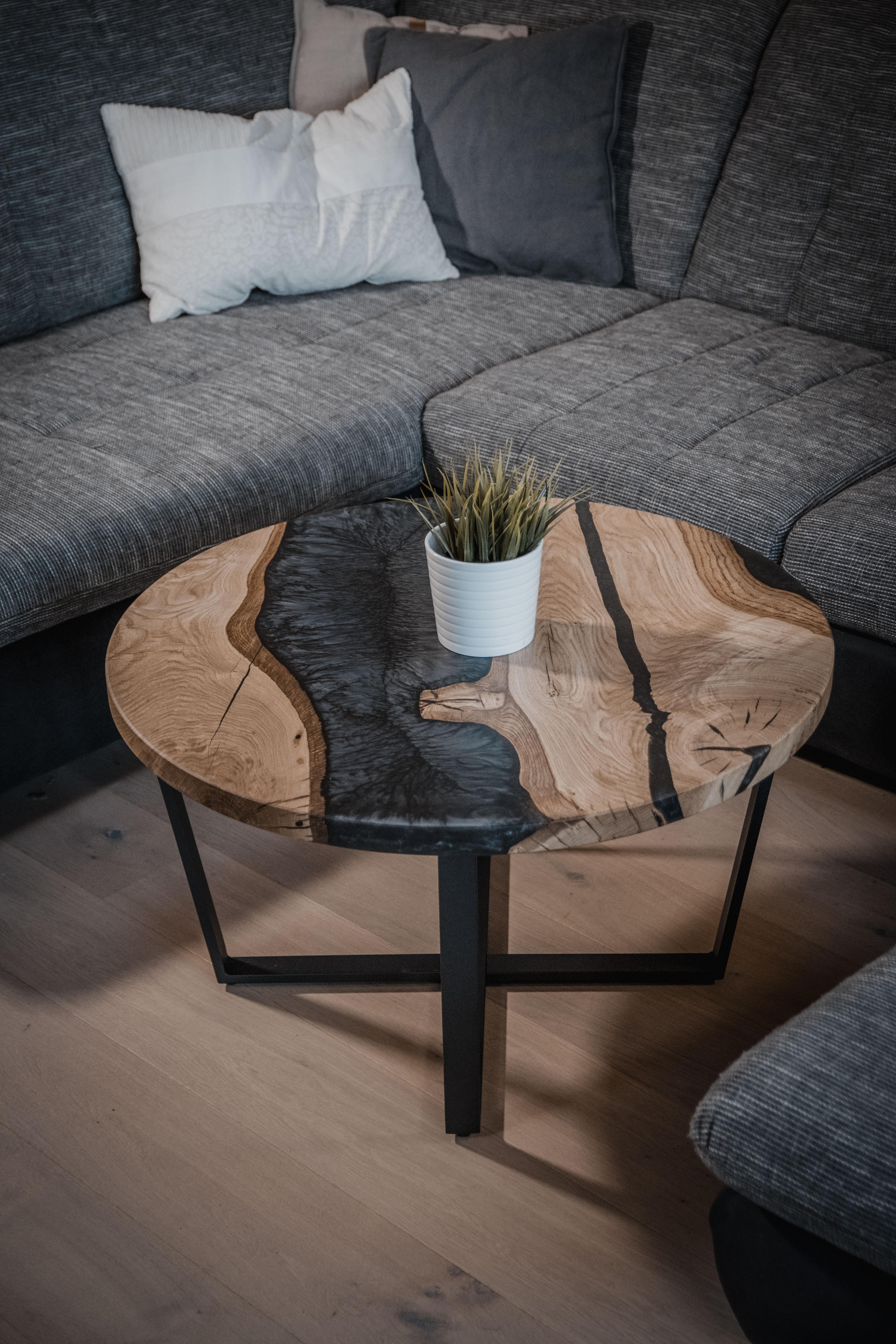 Couchtisch Ø80cm Eiche schwarz (Tischplatte)