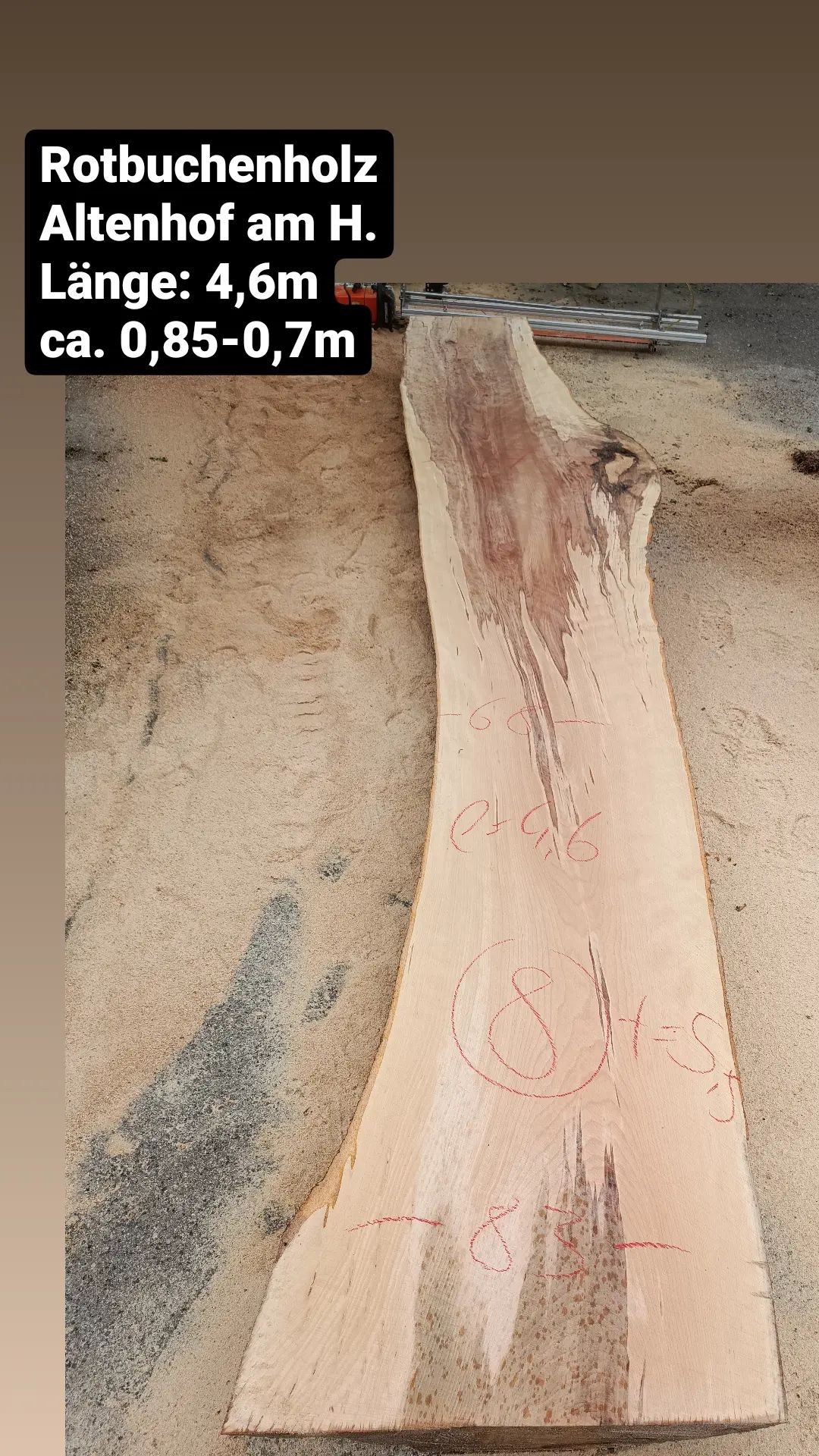 Tischplattenrohling Esstisch ca.1,05-0,7m L=4,6m Rotbuchenholz aus Altenhof am Hausruck