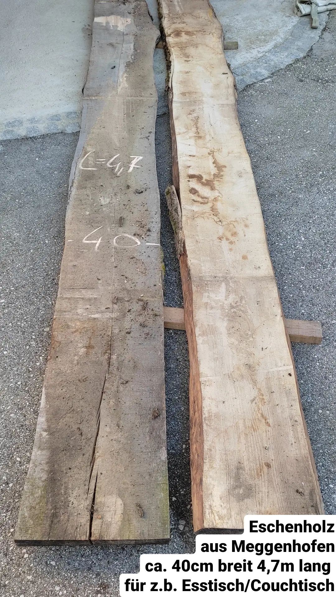 Tischplattenrohling Esstisch ca.1m L=4,7m Eschenholz aus Meggenhofen